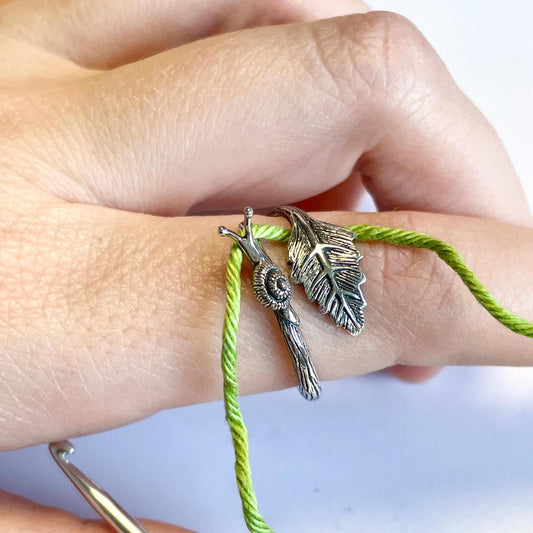 Snail & Leaf Crochet Ring