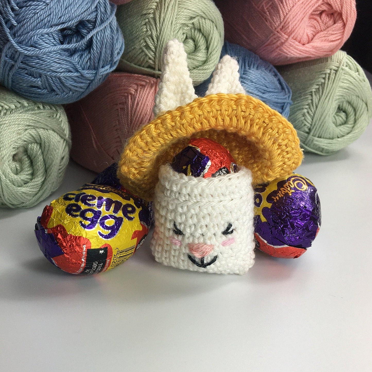 Rabbit AirPods Case Keyring Crochet Kit.  Including full instructions, luxury yarns and accessories.