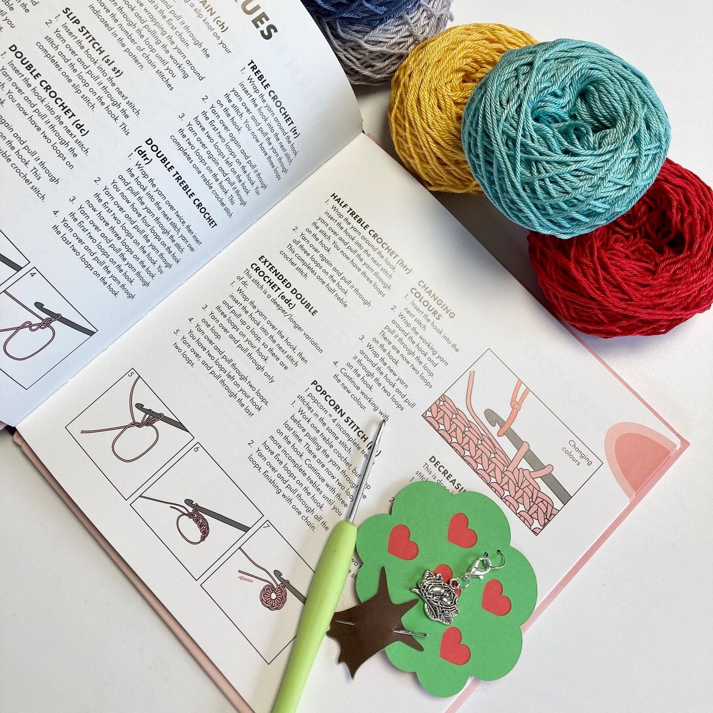 Crocheted Birds Kit. Book, luxury yarn, crochet hook, nest stitch marker & accessories. Make the most adorable little bird buddies!