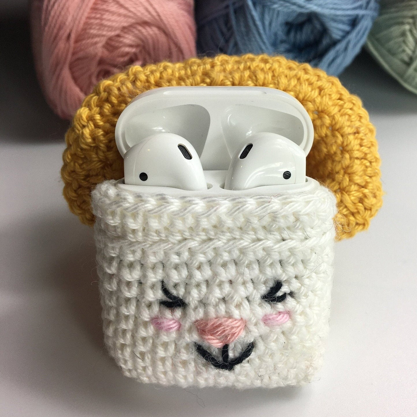 Rabbit AirPods Case Keyring Crochet Kit.  Including full instructions, luxury yarns and accessories.