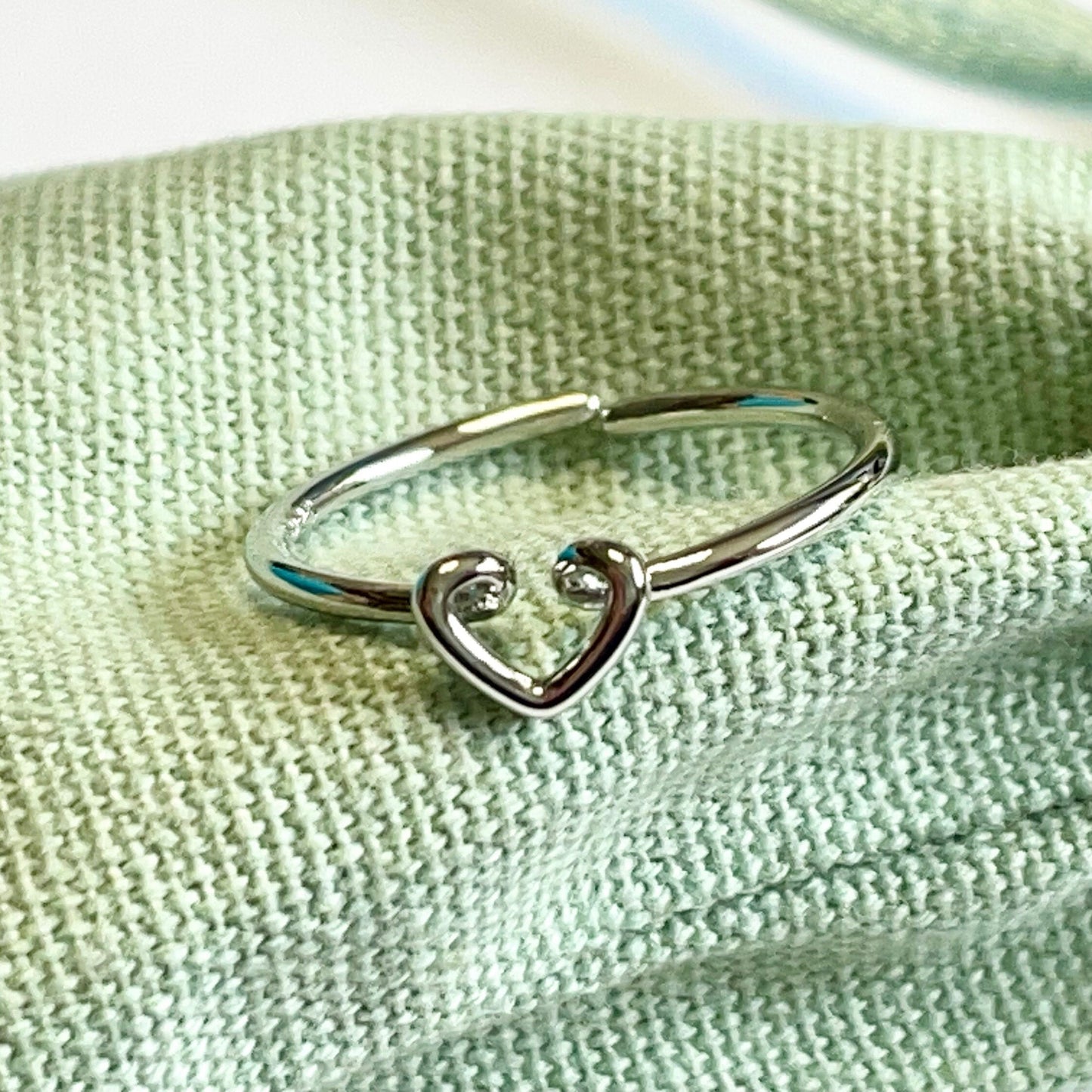 Heart Sterling Silver Micro Crochet Ring. Adjustable ring for crochet tension and comfort. Perfect for Fine yarns & Micro Crochet.