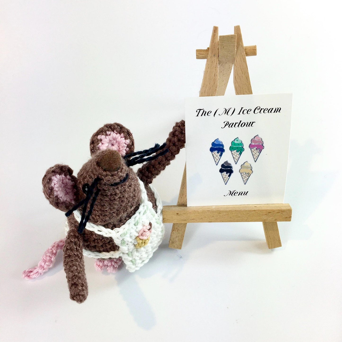 Rolo, The Chocolate Mouse!  Complete Amigurumi Crochet Kit with luxury natural yarn for beginners up.