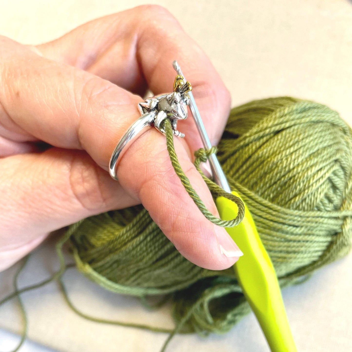 Frog Prince Crochet Ring