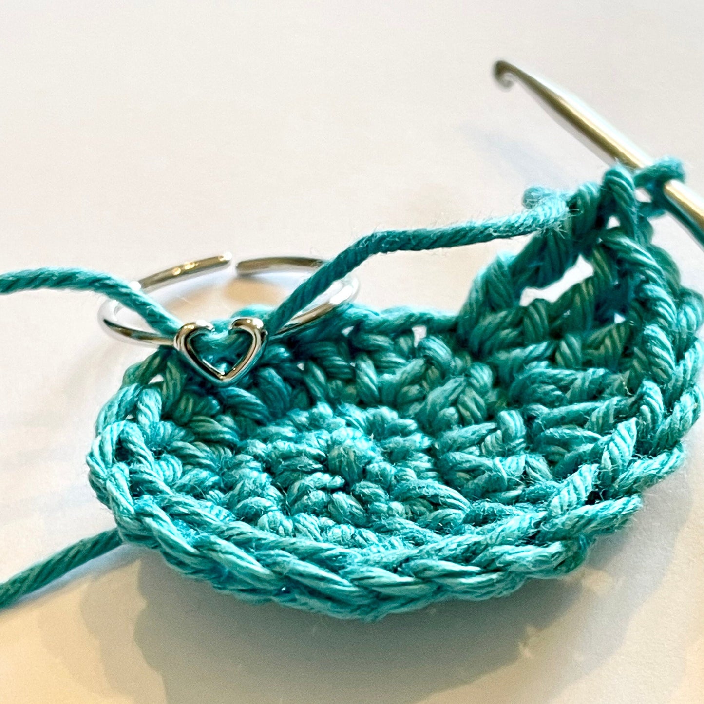 Heart Micro Crochet Ring.